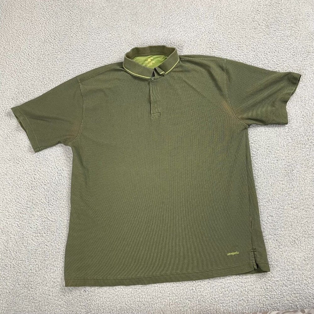 Patagonia Adult Large Short Sleeve Outdoor Casual Polo Shirt Men Green Used